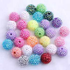 Factory Direct Mix Colorful Color Resin Rhinestone Ball Beads For Pen Beadable Beads Jewelry Supplier 20MM Stock