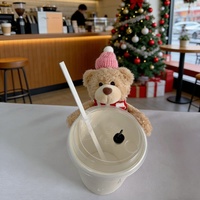 Adorable ours en peluche de Noël super doux avec design de tasse de café à câliner, bonnet et écharpe tricotés, cadeau de fêtes