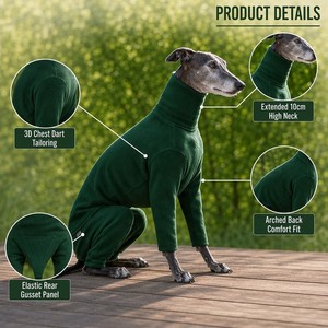 Combinaison polaire confortable pour chiens à dos arqué, avec panneau arrière élastique anti-frottement pour lévriers, sous-manteau d'hiver pour greyhounds - Product Image 3