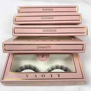 B869 Nude Paper Lash Boxes Bronzing Roségouden Lettertype Logo Wimpers Verpakking Lashbox Verpakking Valse Wimpers