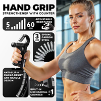 Renforceur de préhension réglable 5-60 kg avec compteur, kit d'exercices 5-en-1 pour avant-bras, poignet et doigts pour le fitness et la rééducation