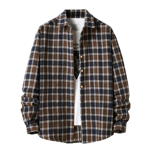 Chemises en flanelle brossée décontractées et respirantes à carreaux en coton, tendance, personnalisables, vente en gros, collection automne J0211 - Product Image 3