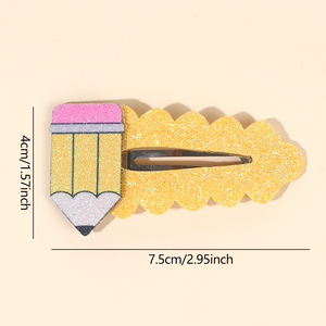Lot de <span class=keywords><strong>2</strong></span> pinces à cheveux tendance à paillettes épaisses, style crayon, à clipser, à bord ondulé, pour filles, accessoires pour l'école et l'uniforme scolaire - Product Image 3