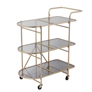 2025 Luxus Gold Metall Bar Cart Trolley Benutzer definierte moderne Klapp Bar Carts Faltbare Bar Cart Aufbewahrung wagen mit Rädern für Party - Product Image 1