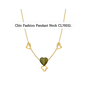 Collar con Colgante de Corazón Chapado en Oro, Diseño Elegante con Cadena de Eslabones, Aleación de Zinc CL70032 - Product Image 2