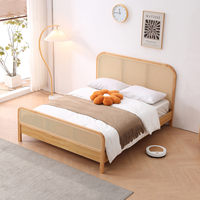Cadre de lit double moderne de haute qualité meubles de chambre à coucher en bois massif avec finition en rotin chêne doux et pin double taille