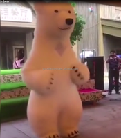 Costume de mascotte gonflable ours polaire brun en peluche douce et écologique de 2,2 m, avec batterie rechargeable, pour adulte unisexe