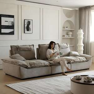 Canapé en tissu style voilier MYUZ 2025 pour salon - Extra large, amovible et lavable, style rétro crème, dossier réglable - Product Image 2