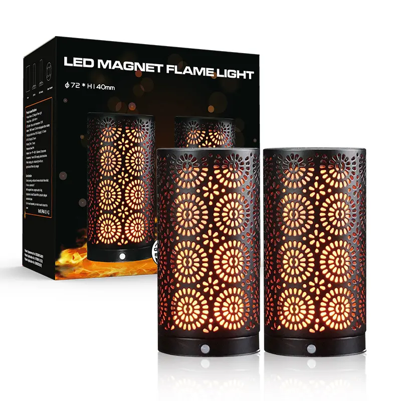 Decorative Flame Lamp Flickering Light Bulbs, 2Pcs USB Rechargeable Waterproof LED Flickering Vintage Lantern