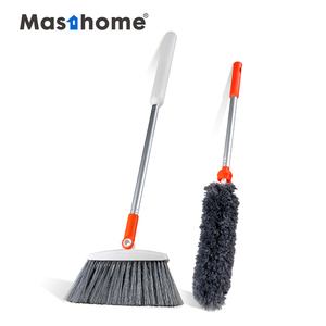 Masthome 2 in 1 extendable multi bend house cleaning microfiber duster with plastic broom & dustpan for housework