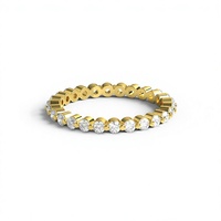Bague Éternité Vintage Plaqué Or 18K 14K avec Diamants de Laboratoire Ronds Taille Brillant pour Femme – Cadeau Idéal pour Fiançailles et Anniversaire