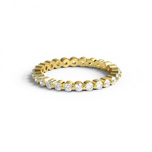 Vintage 18K Gold Plated Full Eternity <b>Ring</b> Round Cut Diamonds Engagement Anniversary Jewelry Gift Fine Jewelry for Women - Product Image 1