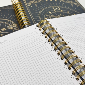 สมุดบันทึกเกลียวลายโหราศาสตร์ B5 ปกทองคำเปลว ลายดาววินเทจ สำหรับสำนักงานและโรงเรียน - Product Image 4