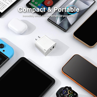 Charger Dinding Cepat Portabel 20W PD & QC3.0 Dual USB Type C Port Adaptor Daya Universal untuk Perjalanan dan Rumah untuk Ponsel