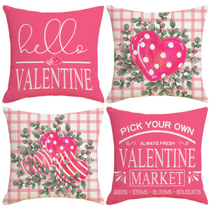 Set di <span class=keywords><strong>Federe</strong></span> Rosa in Lino <span class=keywords><strong>con</strong></span> Lettere, Cuscini Decorativi per Divano, Arredamento Casa, Regalo per San Valentino - Product Image 1