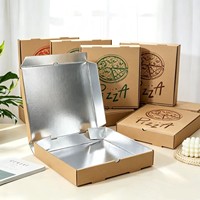 Boîtes à pizza en papier kraft ondulé doublées de papier aluminium, tailles 7-12 pouces, emballages alimentaires jetables, cartons à emporter - directement de l'usine