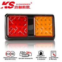 Feu arrière de camion et remorque 32 LED 188mm 12V 24V, avec fonctions Stop, Feu arrière et Clignotant, couleurs Ambre et Rouge, réflecteur, soudure à chaud, support haut, en vrac