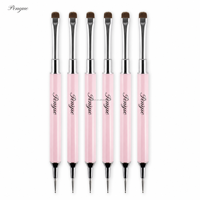 Pinceau double embout pour nail art, stylo à points UV, outils de dessin pour ongles, pinceau français de différentes tailles # 6 pour salon de manucure