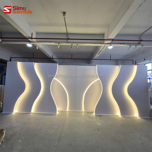 Nouvelle arrivée, toile de fond de mariage moderne, forme de vague blanche, acrylique PVC 3D, décoration de scène de mariage avec lumière LED - Product Image 2