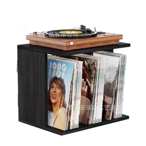 Solid Wood <b>Record</b> Storage Rack Vinyl Player <b>Stand</b> With Storage Box For Home Use - Product Image 1
