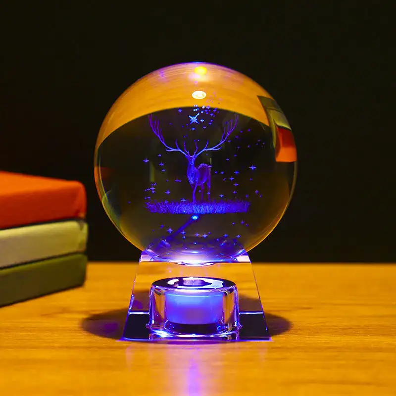 เกียรติยศของคริสตัล LED ฐานไฟกลางคืน 3d ลูกบอลคริสตัลราคาถูกขายส่งบ้านยืนแสดงตกแต่งลูกบอลคริสตัล