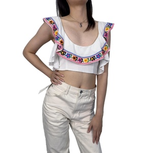 Blusa Casual Moderna para Mujer, Blusa Bohemia con Bordado de Algodón y Cuello en U - Product Image 3
