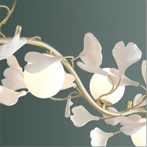 JYLIGHTING モダンデザイン LEDフラワー デリケートな白と緑のシャンデリア＆ペンダントライト ガラスペンダントライト 室内用 - Product Image 5