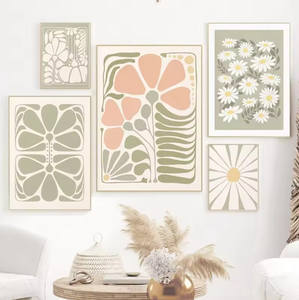 Peinture sur toile d'art mural abstrait minimaliste bohème, blocs de couleur, affiches et impressions modernes pour la décoration de la chambre à coucher et du salon - Product Image 3