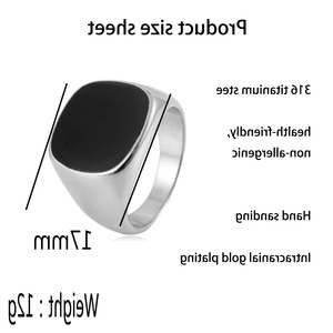 yunnique Men's <b>Titanium</b> Steel <b>Ring</b> Geometric Square Black Inlay Plain Fashion Jewelry FY280351 - Product Image 2