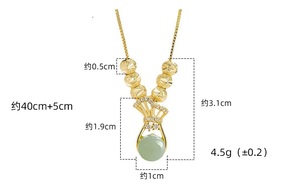Vintage Fashion High Quality Chinese Style Gold Money <b>Bag</b> Zircon <b>Charm</b> Pendant Hetian Jade Pendant Necklace for Women - Product Image 2