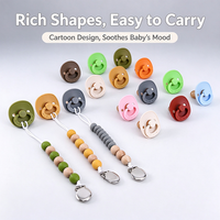 Ensemble de sucettes personnalisées pour bébé, ressemblant à un sein, avec chaîne de sucette en acier inoxydable, perles en bois et silicone, attache-sucette, pour apaiser et soulager les gencives, OEM