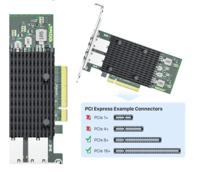 HPE PCIe 8X 10G/5G/1G 2 Port RJ45 Internal Low Profile Wired Server LAN Card 10Gbps Speed Stock