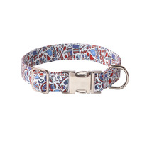 Nouveaux produits pour animaux de compagnie Aming, série drapeau américain, collier pour chien en métal argenté pour la fête de l'indépendance, avec motif étoiles et rayures pour l'été
