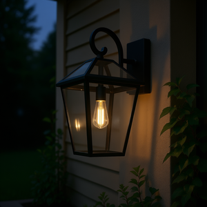 Lanterne murale extérieure en aluminium noir avec verre transparent, étanche, pour porche et jardin, applique murale de 21 pouces - Product Image 2