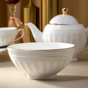 YAYU Service de table en porcelaine de luxe de style occidental avec bordure dorée, <span class=keywords><strong>vaisselle</strong></span> en porcelaine blanche, ensemble de bols, ensemble de <span class=keywords><strong>vaisselle</strong></span> en céramique - Product Image 5