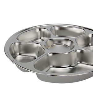 Plateau de restauration rapide cati rond en <span class=keywords><strong>acier</strong></span> inoxydable, <span class=keywords><strong>moins</strong></span> <span class=keywords><strong>cher</strong></span>, haute qualité, plaque métallique ronde, plateau de restauration rapide - Product Image 5