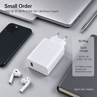 Power Supply Ukuran Kecil 4510 QC 5V 3A 9V 2.25A 12V 1.8A Colokan EU untuk Tablet, Kamera, Speaker, Perangkat Mobile, Pengisi Daya Ponsel