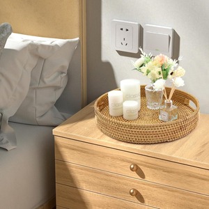 Bandeja Redonda de Bambú Tejida a Mano, Decorativa para Mesa de Centro, Fiestas en Casa y Recepciones - Product Image 2