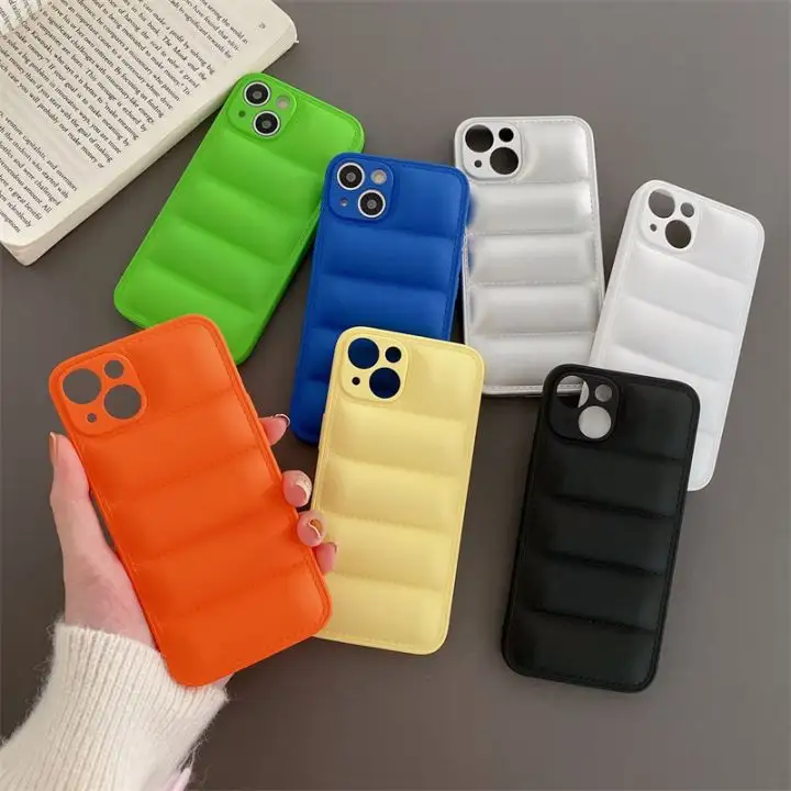 3D Down Jacket TPU Shockproof Back Cover Puffer Cotton Phone Case For iPhone 11 12 13 14 Pro max XS XR XSmax 8 plus Soft Case