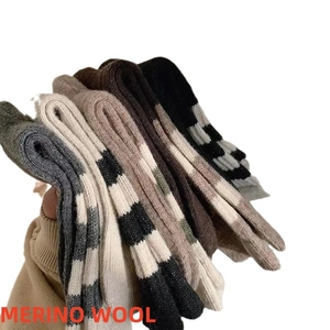 Gran oferta personalizar transpirable lujo Vintage rayas Merinoo lana calcetines botines de lana calcetín - Product Image 5