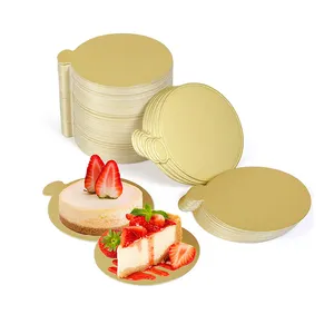 Vendita calda In magazzino 200 pz/set a prova di grasso 8cm piccolo piatto rotondo della torta tavole per torte per uso alimentare Mini vassoio per torte In oro