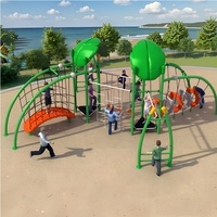 Grande structure de jeu extérieure commerciale en acier et PVC avec toboggan et structure d'escalade pour parc d'attractions à vendre