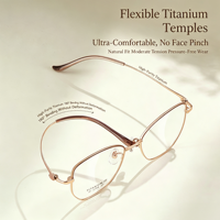 6288 pour adultes - Montures de lunettes en titane rétro légères, durables, adaptées aux petits visages, style nude pour femmes