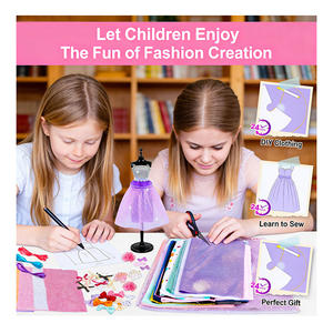 Kit de conception de robe de mariée pour adolescentes, fournitures de couture, modèles en plastique à faire soi-même, carnet de croquis, rubans, garnitures, fleurs, nœuds - Product Image 2