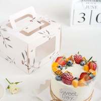 Boîte à gâteau en carton avec poignée, fenêtre transparente, emballage recyclable