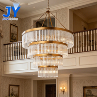 Lustres modernes en cristal, luminaires décoratifs classiques ronds à plusieurs niveaux, pour salon, hôtel, escalier rotatif, éclairage LED au plafond