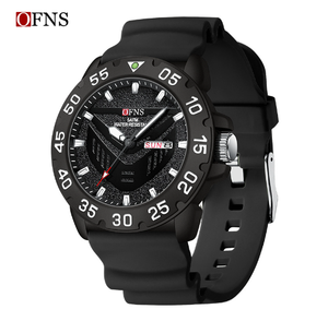 Montre à quartz pour homme Ofns 1308, date, double affichage, classique, simple, étanche, cadran noir, bracelet en silicone 2026 - Product Image 1