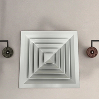 Diffuseur de plafond carré en alliage d'aluminium de conception moderne, type de climatisation