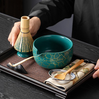 Ensemble de bols à matcha en céramique dorée de luxe léger Qihuang Middle East, résistant à la chaleur, design japonais, pour le thé de l'après-midi