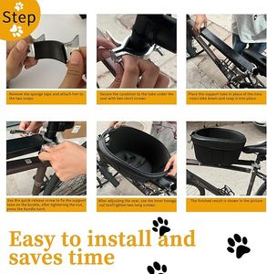 Cesta de Bicicleta para Animais de Estimação, Cesto Dianteiro de Ferro para Cães e Gatos, para Bicicletas de Montanha, Viagens e Compras, com Liberação Rápida, Forro de Esponja Durável e Alça de Segurança - Product Image 4